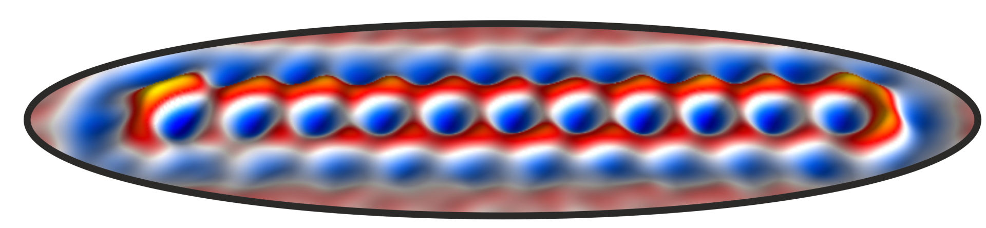Obraz 3D bezkontaktowej mikroskopii sił atomowych undekacenu wytworzonego w podejściu „syntezy na powierzchni”.