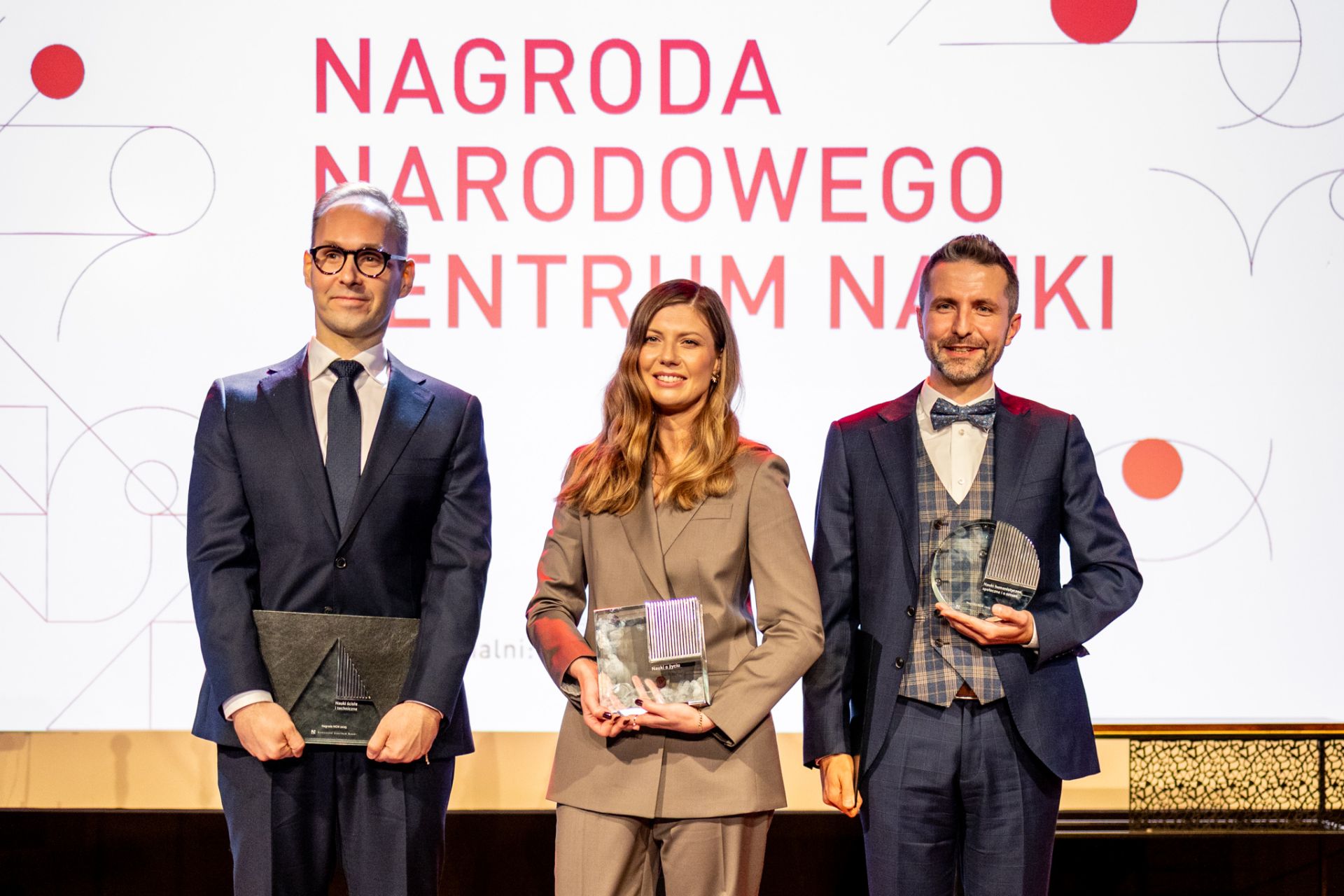 Laureaci Nagrody NCN 2025: Bartosz Szyszko, Łucja Kowalewska, Maciej Stolarski