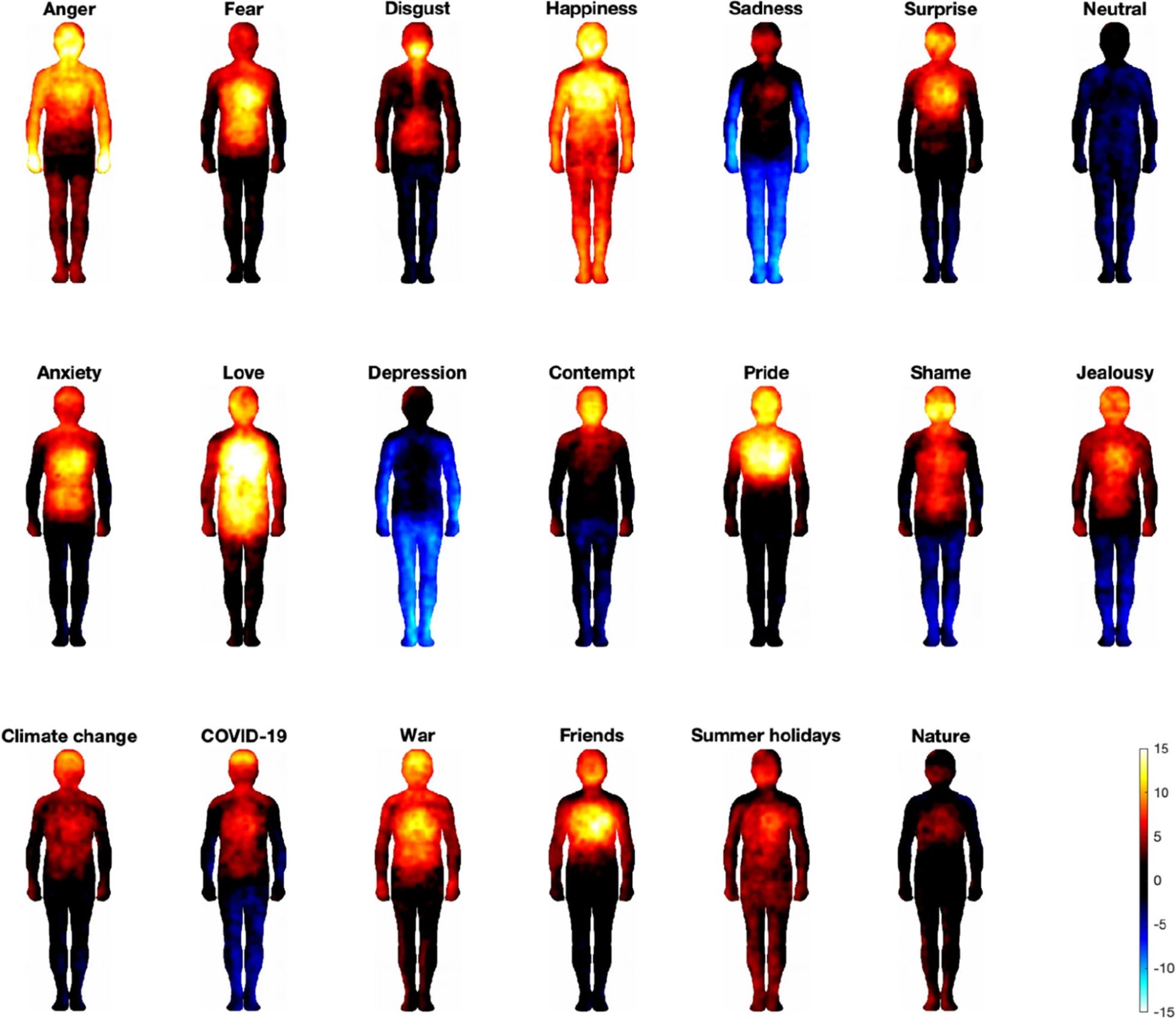 Figure 2. Maps of bodily sensations associated with the climate change. Original figure from Herman et al., 2022.